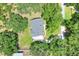 Aerial view of a home with a big yard surrounded by beautiful mature trees at 930 Country Oaks Ln, Lakeland, FL 33810