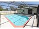 Backyard featuring a screened-in pool, patio, and fenced-in yard at 108 Sandburg Ln, Winter Haven, FL 33884