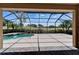 Covered lanai featuring a pool, view of the golf course, and screened in patio at 1295 Osprey Landing Dr, Lakeland, FL 33813