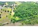 Scenic aerial view of the property's mix of pasture and wooded land providing a peaceful, country-like feel at 14810 Brahma Rd, Polk City, FL 33868