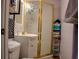 Small bathroom featuring a corner shower and traditional fixtures at 3233 Gardner Rd, Lakeland, FL 33810