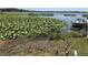 Lake view featuring a boat and a wooden dock surrounded by lily pads at 427 Longfellow Blvd, Lakeland, FL 33801