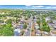 An aerial view showcases houses and a picturesque lake, set against a clear sky backdrop at 523 W Hancock St, Lakeland, FL 33803