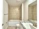 Bathroom featuring a tub with tile surround and a granite vanity top at 580 Jett Ln, Davenport, FL 33837