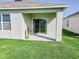 Covered patio with sliding glass doors provides a seamless transition to indoor/outdoor living at 860 Killarney Ln, Auburndale, FL 33823