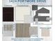 Selection of home design samples, including cabinets, countertops, flooring, and paint schemes at 1424 Portmore Dr, Mulberry, FL 33860