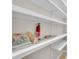 Well-organized pantry shelves offer ample storage with some items still yet to be unpacked at 2070 W Lake Hamilton Dr, Winter Haven, FL 33881