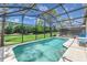 Inviting pool with screened enclosure, offering relaxation and a scenic golf course view at 2660 Hemingway Ave, Haines City, FL 33844