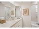 Bathroom featuring a single vanity, granite countertops, and shower at 2965 Mission Lakes Dr, Lakeland, FL 33803