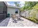 Cozy outdoor patio with room for dining, featuring brick pavers, a garden area, and views of the yard at 4540 Park Ave, Indian Lake Estates, FL 33855
