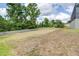 Large backyard is bordered by a concrete wall and lush trees for added privacy at 6347 Ashley Dr, Lakeland, FL 33813