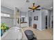 Bright bathroom features a soaking tub, walk-in shower, dual vanity and ceiling fan at 800 Osprey Landing Dr, Lakeland, FL 33813