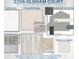 Displayed interior and exterior design selections include flooring, wall tile, countertops, cabinets, and paint colors at 2206 Oldham Ct, Haines City, FL 33844