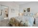 This bedroom has neutral carpet, ensuite access, and calming wall colors at 3341 Highland Fairways Blvd, Lakeland, FL 33810