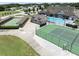 Aerial view of tennis courts near the pool and community center at 3341 Highland Fairways Blvd, Lakeland, FL 33810