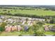 Scenic aerial view showcasing charming homes in a lush, green community with an expansive open field backdrop at 432 Sandestin Dr, Winter Haven, FL 33884