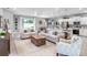 Open-concept living room and kitchen area featuring modern decor, stainless steel appliances, and ample seating at 5418 Duxford Cir, St Cloud, FL 34771