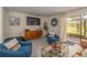 Bright living room with large windows, stylish furniture, and access to the outdoor screened patio at 733 Carpenters Way # 36, Lakeland, FL 33809