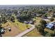 Expansive aerial perspective displays the home's location within a tree-lined, serene neighborhood at 7721 Forest Way, Lakeland, FL 33810