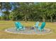 Outdoor fire pit area with Adirondack chairs, perfect for gatherings and relaxation at 8909 N Campbell Rd, Lakeland, FL 33810
