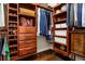 Walk-in closet with custom shelving, drawers, and ample storage space at 8909 N Campbell Rd, Lakeland, FL 33810