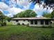 Rear view of house with a spacious yard and green trees at 220 Pinehurst Dr, Auburndale, FL 33823