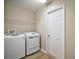 Functional laundry room featuring a washer, dryer and storage shelf at 305 Woods Landing Dr, Lady Lake, FL 32159