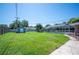 Spacious green backyard with tool shed and in-ground screened-in pool and patio area at 5604 Stratford Ln, Lakeland, FL 33813