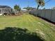 Backyard featuring a well-maintained lawn and mature landscaping with a privacy fence at 5604 Stratford Ln, Lakeland, FL 33813