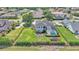 A large home is on a well-manicured lot with a fenced backyard, pool, fire pit, and playground at 6546 Eagle View Loop, Lakeland, FL 33813