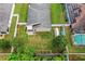 Aerial view showing a home with a large, fenced backyard, and well-kept landscaping at 2040 Chickadee St, Bartow, FL 33830