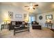 Inviting living room with plush seating, stylish decor, and sliding glass doors for natural light at 2040 Chickadee St, Bartow, FL 33830