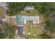 Bird's eye view outlining property boundaries, revealing the home's position, pool, and spacious surroundings at 2219 New Jersey Rd, Lakeland, FL 33803