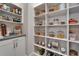 Walk-in pantry with plentiful shelving for organized storage, adjacent to white cabinets at 2662 Delphi Hills Ct, Lakeland, FL 33812