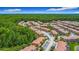 An aerial view of a residential community with lush landscaping, parking, and a beautiful fountain feature at 2683 Corvette Ln, Kissimmee, FL 34746
