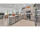 Modern kitchen with stainless steel appliances, center island, gray cabinets, and an open floorplan at 280 Pershing St, Bartow, FL 33830
