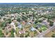 Aerial view of suburban home featuring a large, fenced backyard with a private swimming pool at 404 Willow Run, Lakeland, FL 33813