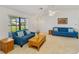 Comfortable living room with sofas, coffee table, and ceiling fan at 6194 Sanderling Dr, Lakeland, FL 33809