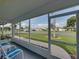 Bright screened porch offering an unobstructed view of the neighborhood, furnished with seating and a fan at 6194 Sanderling Dr, Lakeland, FL 33809
