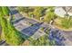 An aerial view of a gated community entrance with decorative landscaping and secure access points at 6435 Sedgeford Dr, Lakeland, FL 33811