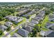 A high-angle aerial view showcases an attractive neighborhood with lovely landscaping and sidewalks throughout at 843 Christina Chase Dr, Lakeland, FL 33813
