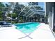 Sparkling pool with screened enclosure and inviting lounge chairs, surrounded by lush landscaping at 8760 Plantation Ridge Blvd, Lakeland, FL 33809