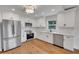 Modern kitchen with white cabinets, stainless steel appliances, and hardwood floors at 1242 Dorothy St, Lakeland, FL 33815