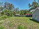 A large backyard with lush green grass and mature trees, offering privacy and a serene outdoor space at 1415 Southern Ave, Lakeland, FL 33803
