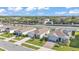 Overhead view of homes in a residential area with green lawns and mature trees at 1725 Hill Top Dr, Dundee, FL 33838