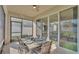 Relaxing screened-in patio with dining set, offering seamless indoor-outdoor living and entertaining at 1725 Hill Top Dr, Dundee, FL 33838
