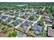 Aerial view of home featuring fenced backyard with pool and manicured lawn in a Gathering-friendly neighborhood at 2032 Indian Sky Cir, Lakeland, FL 33813