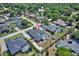 Aerial view of home featuring screened pool, fenced yard, and well-maintained landscaping at 2032 Indian Sky Cir, Lakeland, FL 33813