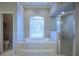 Bright bathroom suite features a soaking tub and glass-enclosed shower at 2032 Indian Sky Cir, Lakeland, FL 33813