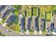 An aerial perspective highlights the neat rows of houses, complemented by well-kept lawns and paved street at 2293 Caspian Dr, Lakeland, FL 33805
